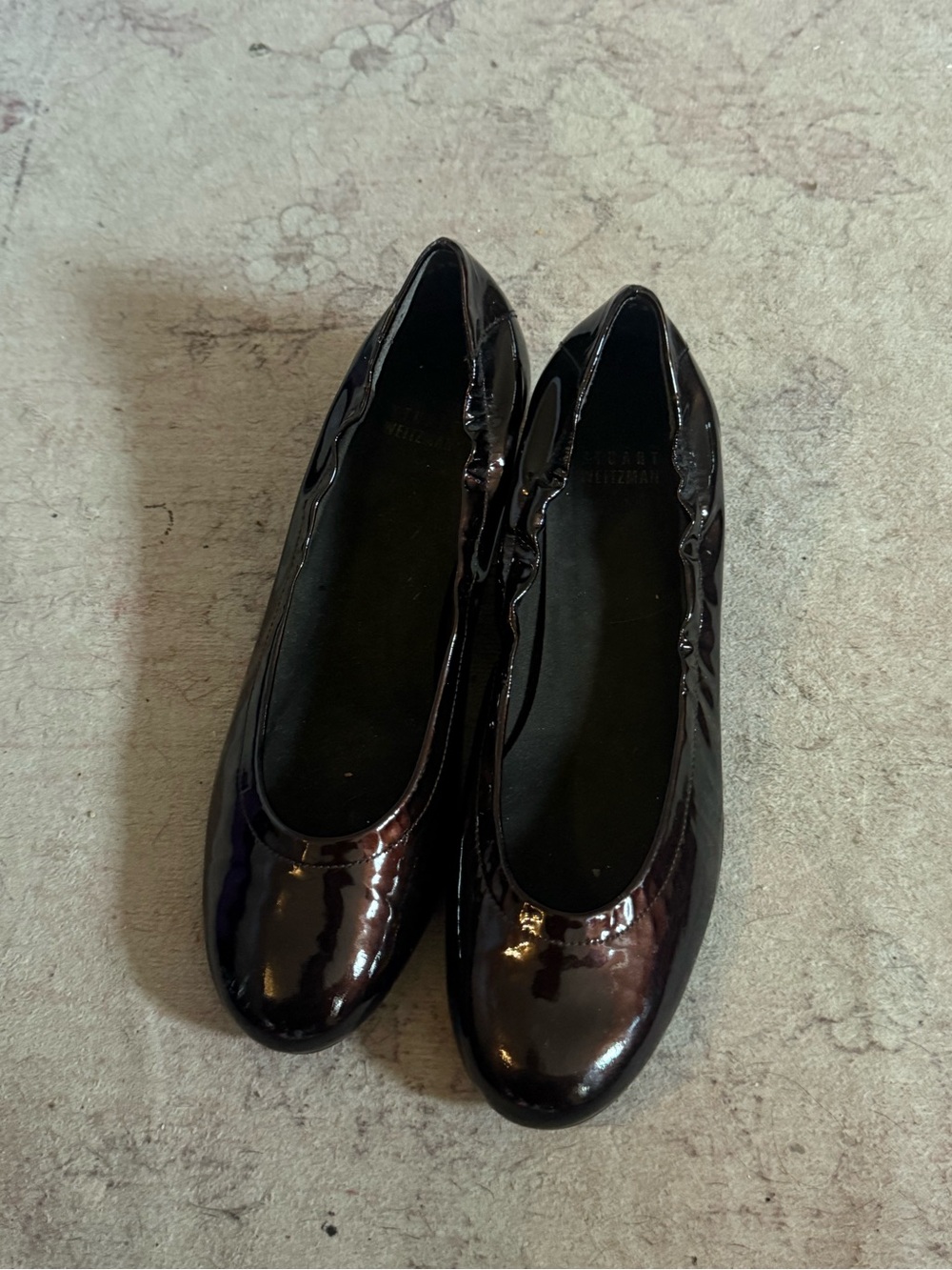 Stuart Weitzman Patent Leather Ballet Flats - Black